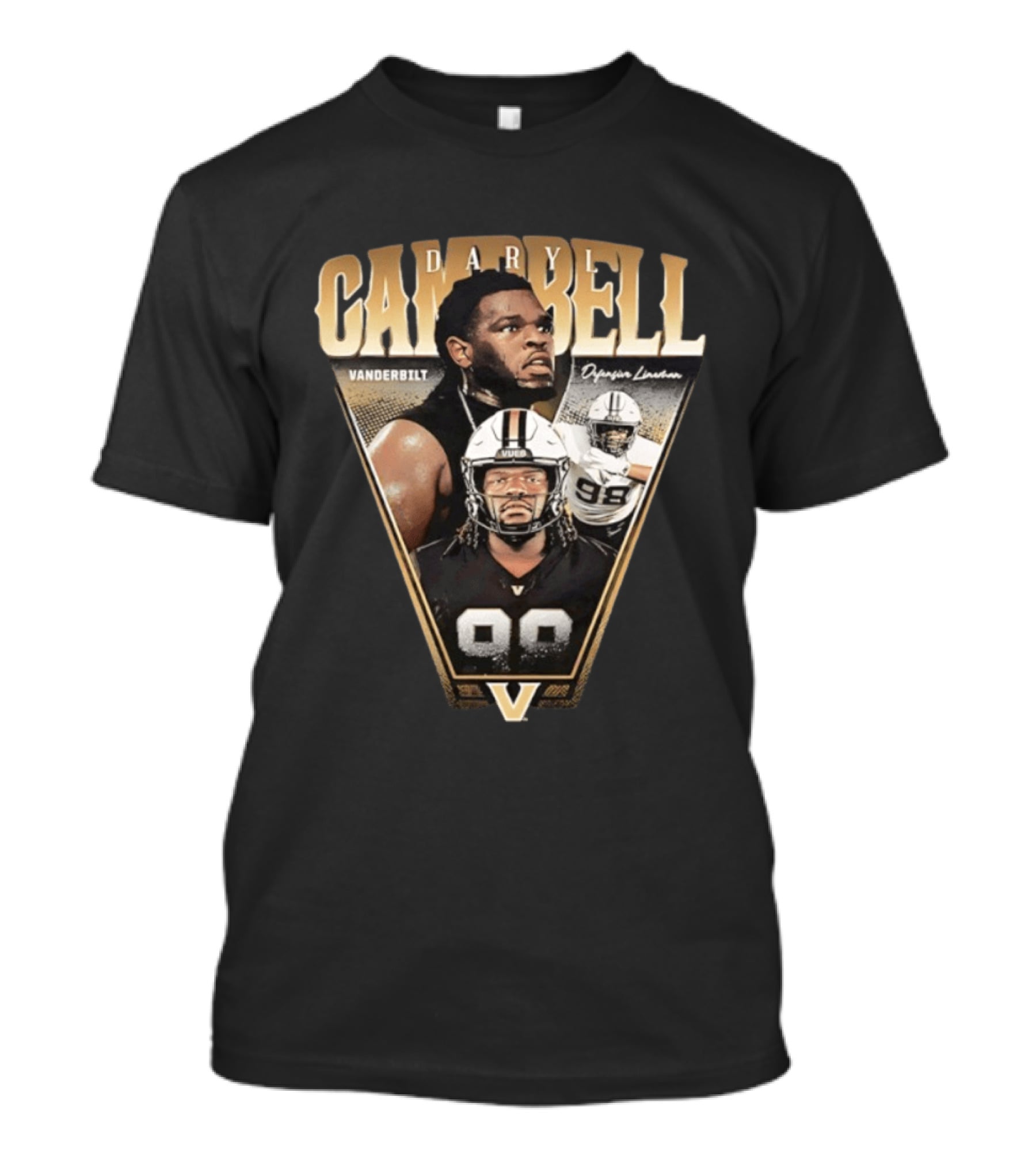 Daryl Campbell Vanderbilt Defensive Lineman NCAA Football T-Shirt