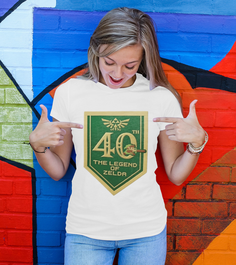 40th Anniversary The Legend Of Zelda With Link Pixel Art And Triforce T-Shirt
