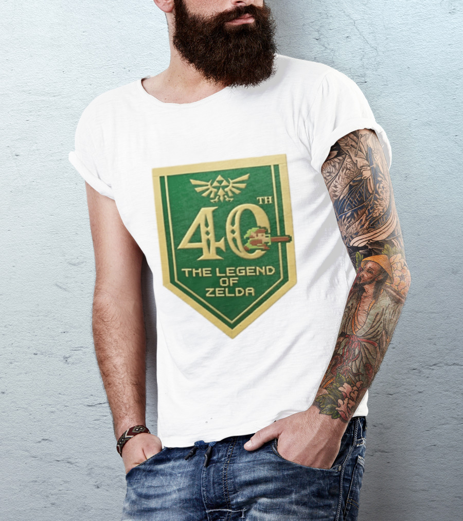 40th Anniversary The Legend Of Zelda With Link Pixel Art And Triforce T-Shirt