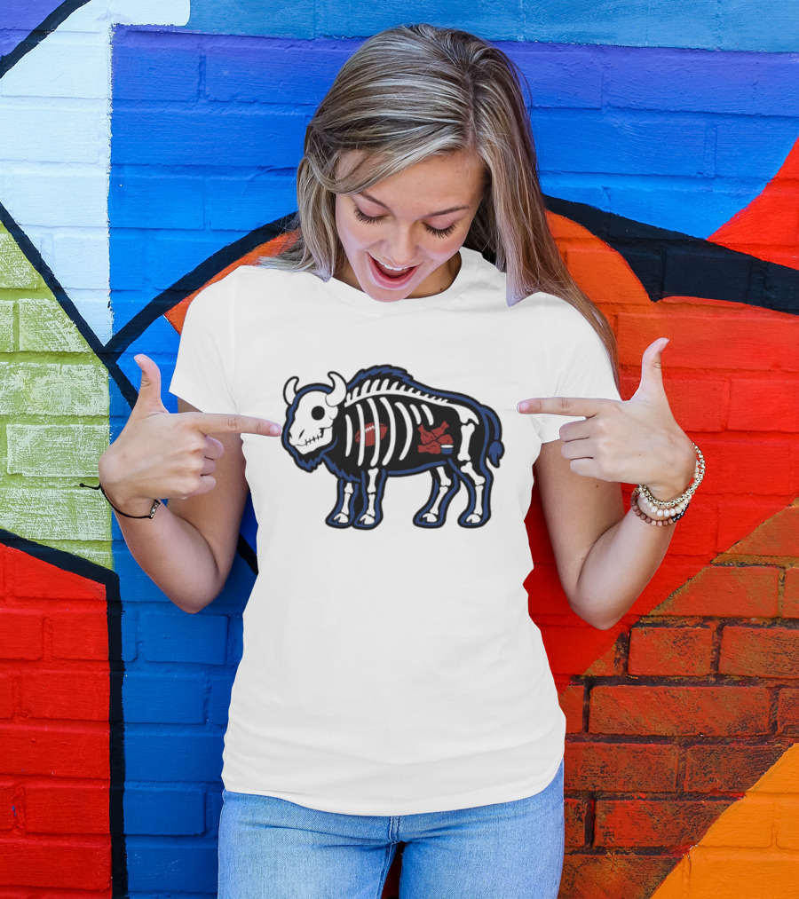 Buffalo Mafia Football X Ray Skeleton Drawing With Chicken Wings And Blue Cheese T-Shirt