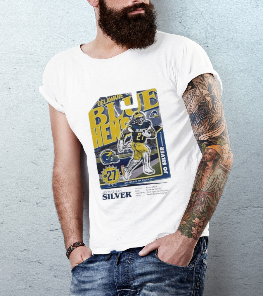 Delaware Blue Hens Jo Silver #27 University Of Delaware Football T-Shirt