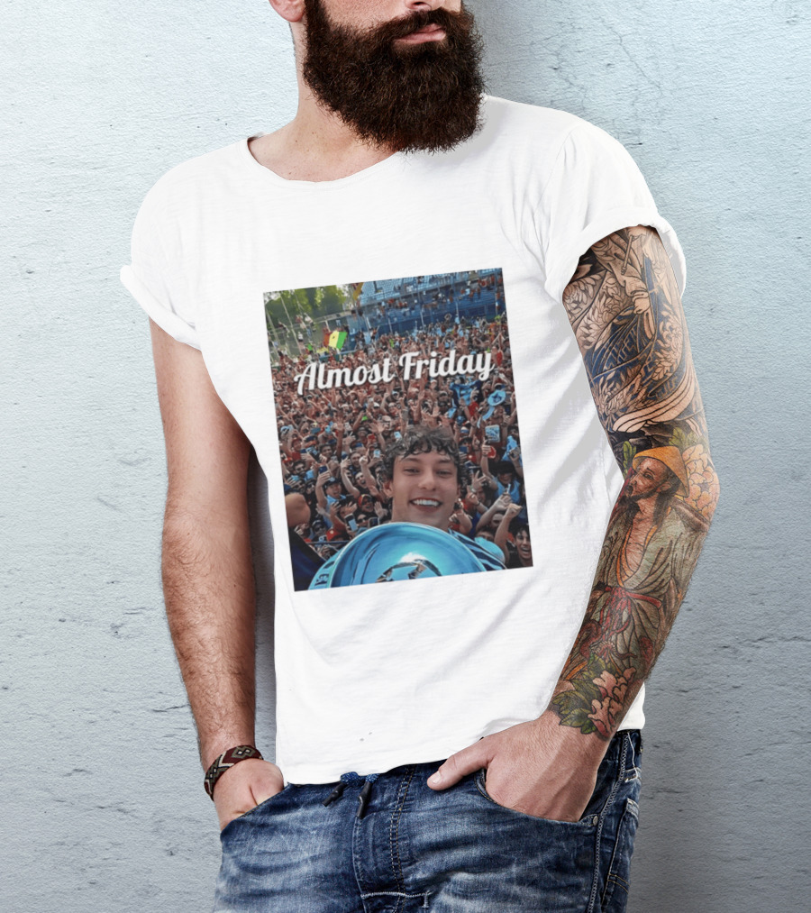 Kimi Antonelli Victory Selfie With Trophy After Winning 2026 Italian Grand Prix At Monza Almost Friday T-Shirt