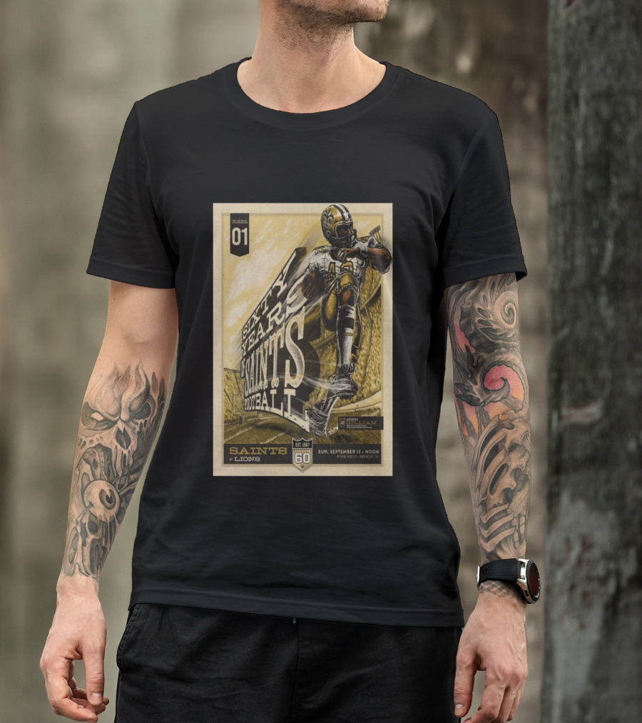 New Orleans Saints Vs Detroit Lions 60th Anniversary John Gilliam Tribute September 13 2026 Ford Field T-Shirt