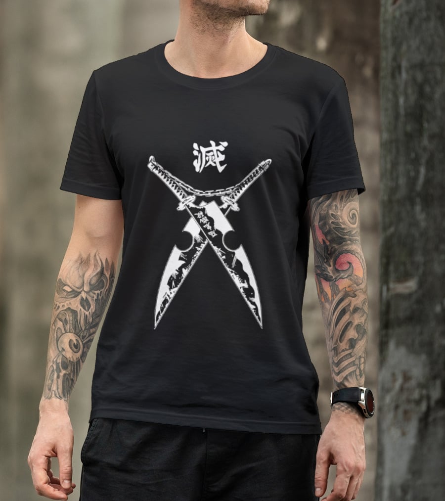 Tengen Uzui Demon Slayer Crossed Twin Blades Kanji T-Shirt
