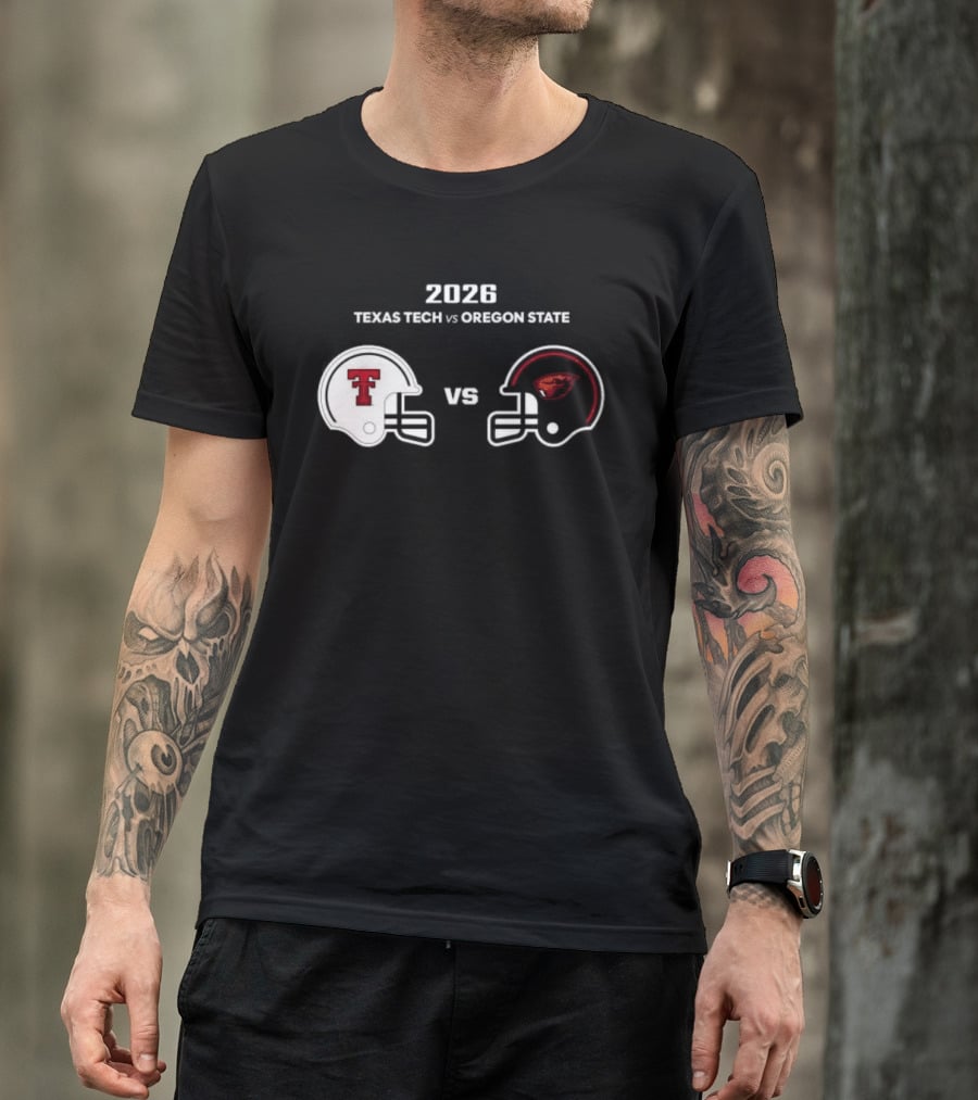 2026 Texas Tech Vs Oregon State Football Matchup Helmets T-Shirt