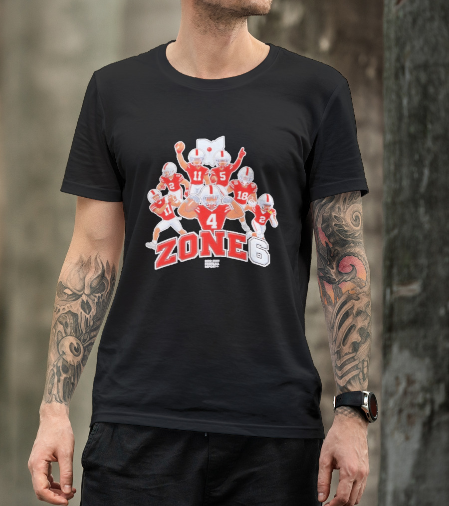 Zone 6 Ohio State Buckeyes Football Players Pose With State T-Shirt