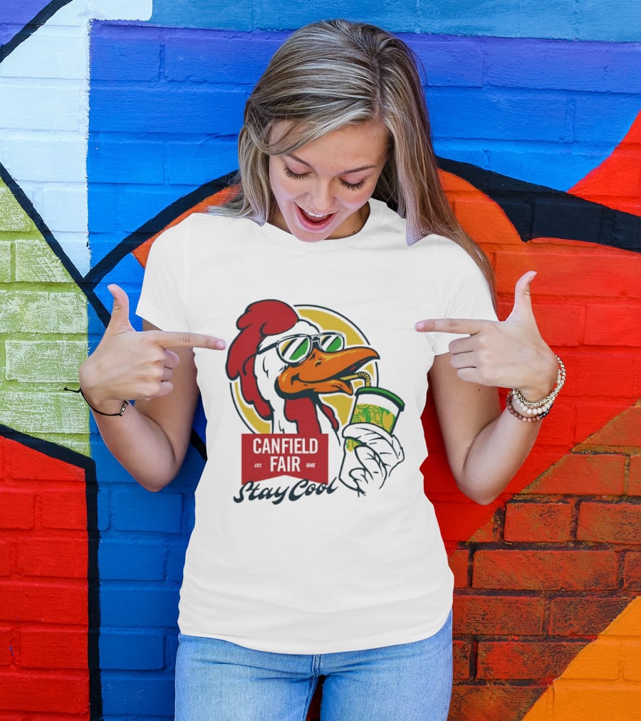 Canfield Fair Stay Cool Rooster Drinking Lemonade T-Shirt