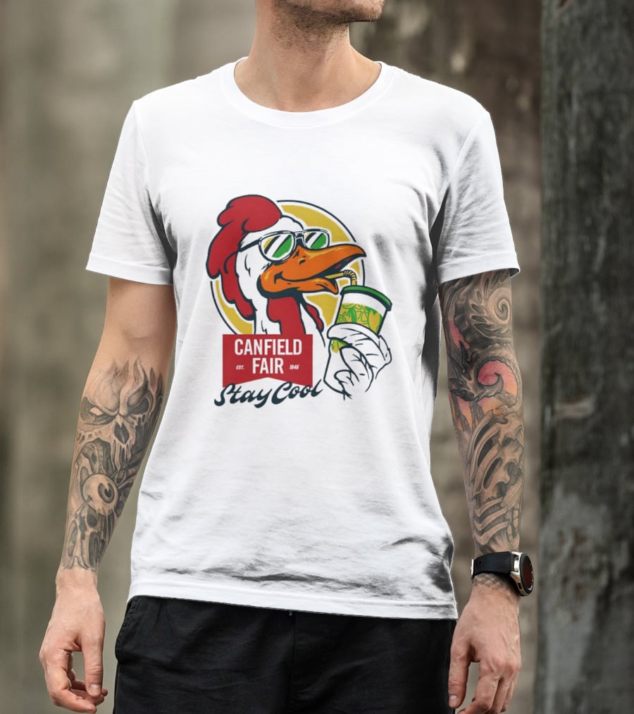 Canfield Fair Stay Cool Rooster Drinking Lemonade T-Shirt