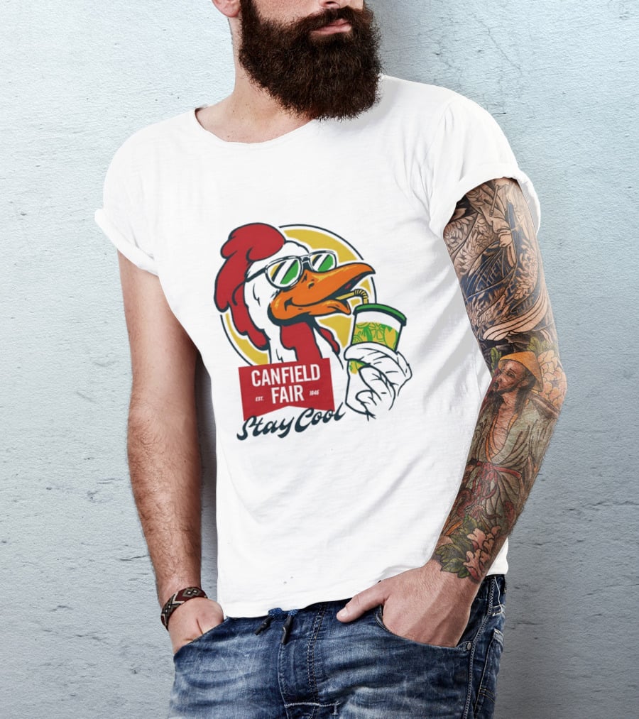 Canfield Fair Stay Cool Rooster Drinking Lemonade T-Shirt