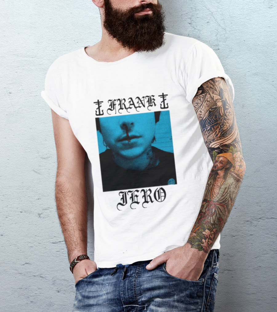 FRANK IERO Bloody Nose Blue White T-Shirt