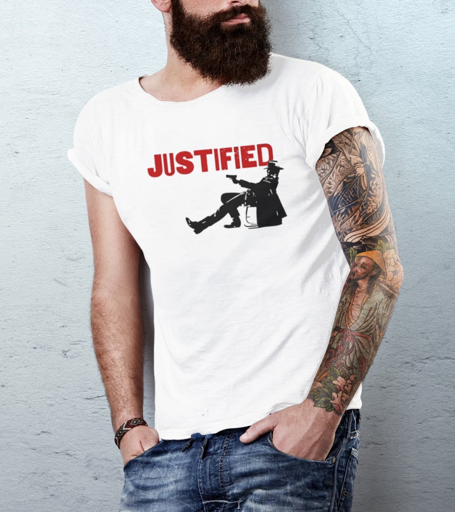 JUSTIFIED Cowboy Silhouette With Gun T-Shirt