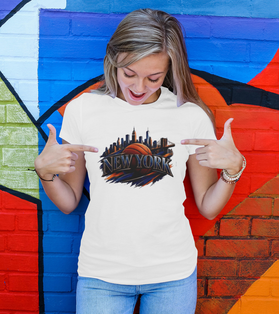New York Basketball Skyline Cityscape T-Shirt