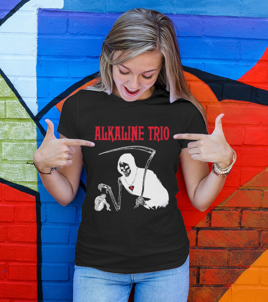 Alkaline Trio Grim Reaper Scythe Heart Skeleton T-Shirt