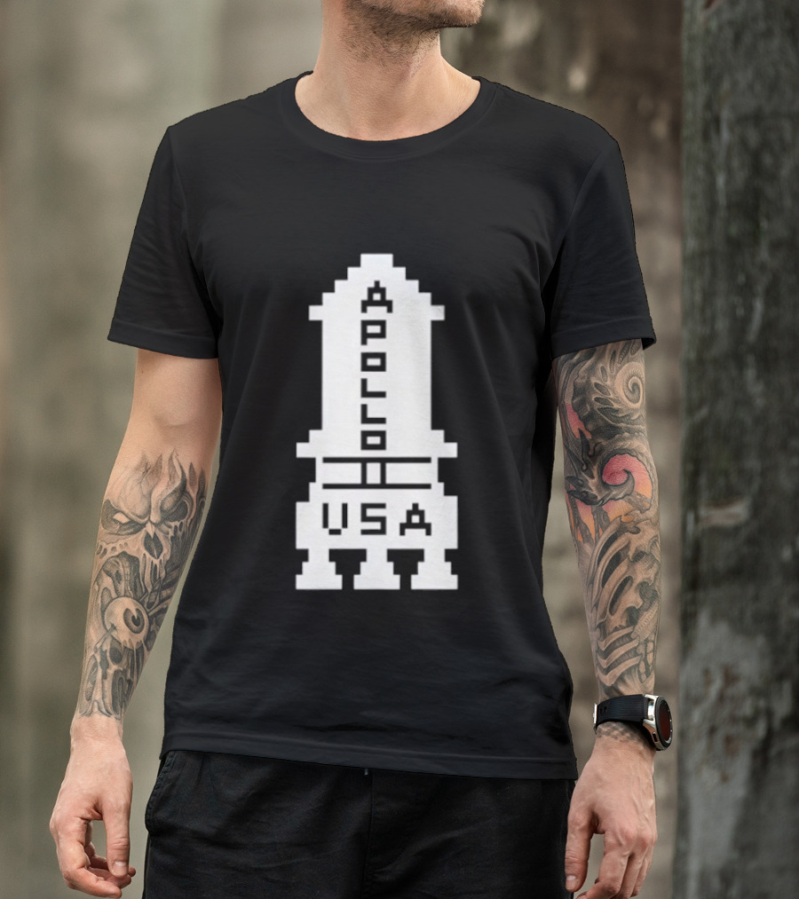 Apollo USA Rocket NASA Pixel T-Shirt