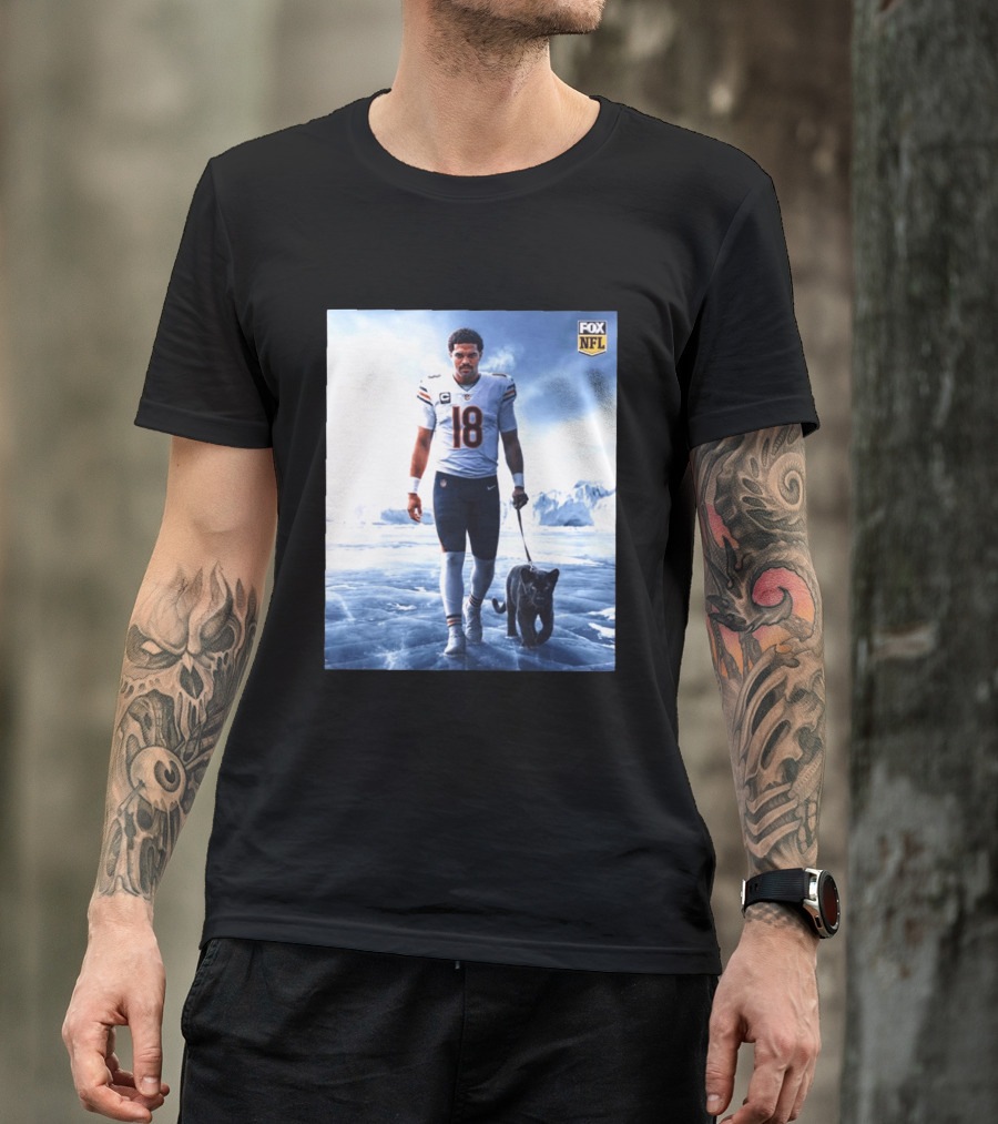 Chicago Bears Caleb Williams Black Panther NFL Ice Walk T-Shirt