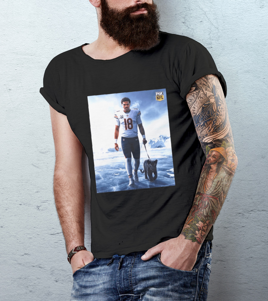 Chicago Bears Caleb Williams Black Panther NFL Ice Walk T-Shirt