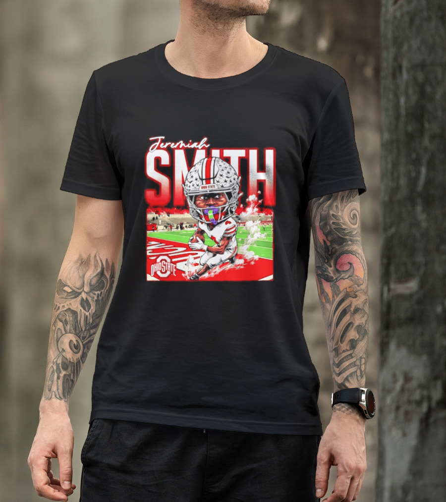 Jeremiah Smith Ohio State Buckeyes NCAA Player Running Caricature T-Shirt