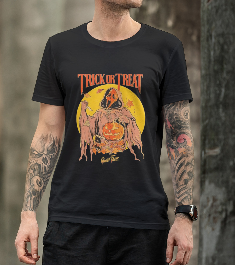 Trick Or Treat Ghost Face Pumpkin Cavity Colors Halloween T-Shirt