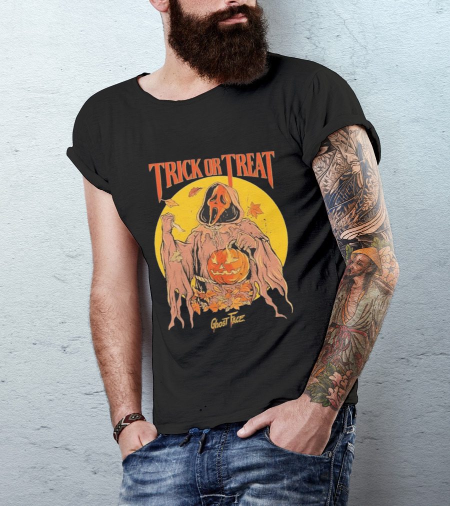 Trick Or Treat Ghost Face Pumpkin Cavity Colors Halloween T-Shirt