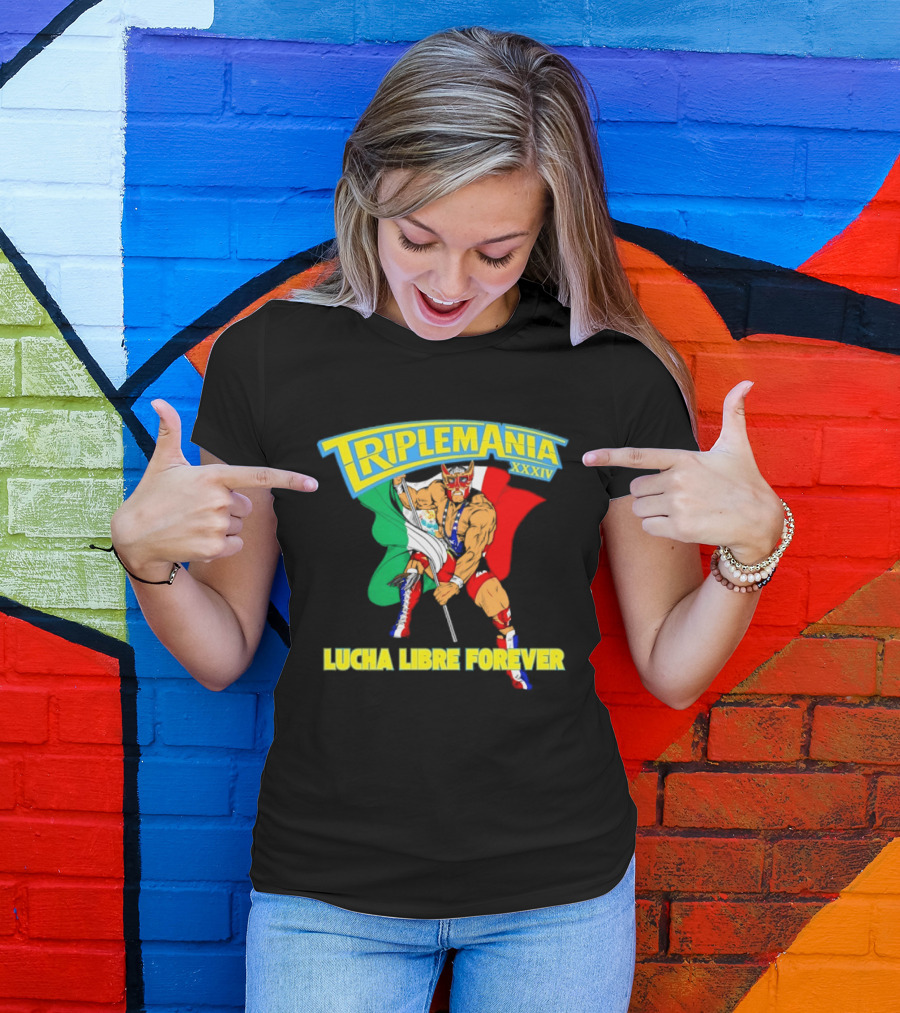 Triplemania XXXIV Lucha Libre Forever Wrestler Mexican Flag T-Shirt