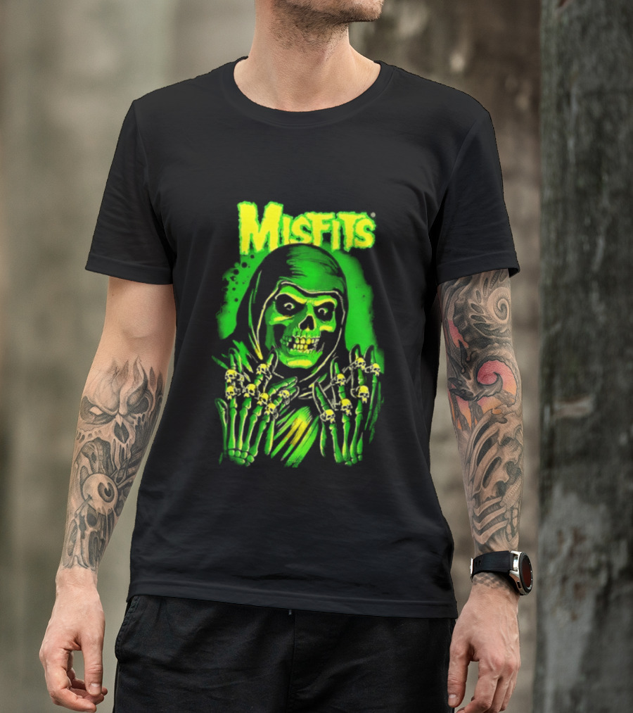 Misfits Fiend Club 26 Punk Rock Jerry Only Skull Neon Green T-Shirt