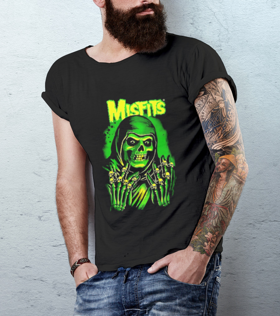 Misfits Fiend Club 26 Punk Rock Jerry Only Skull Neon Green T-Shirt