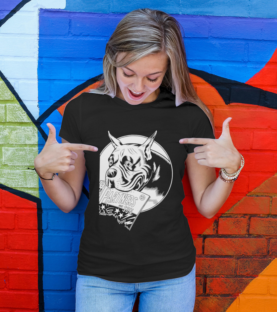 Pitbull Dog Comic Book With Biting Graphic And Stars T-Shirt