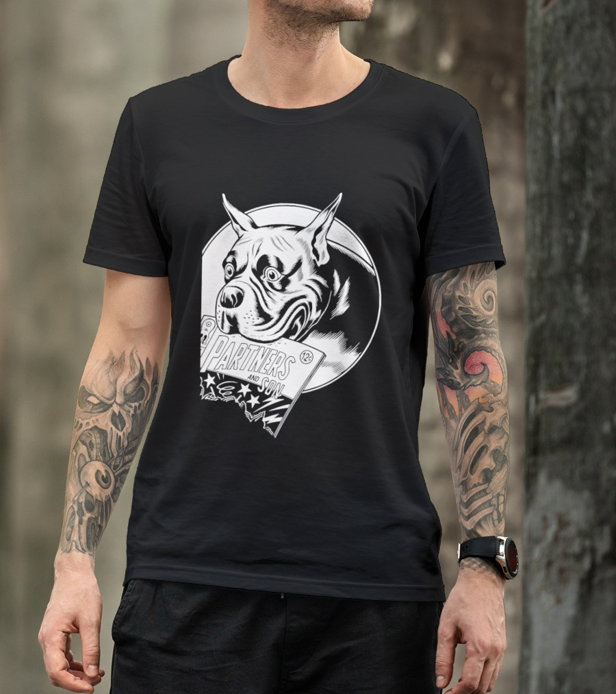 Pitbull Dog Comic Book With Biting Graphic And Stars T-Shirt