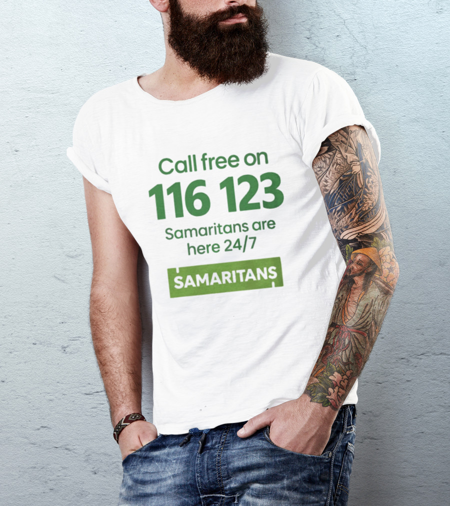Aston Villa Together Against Suicide Samaritans 116 123 Call Free 24/7 T-Shirt