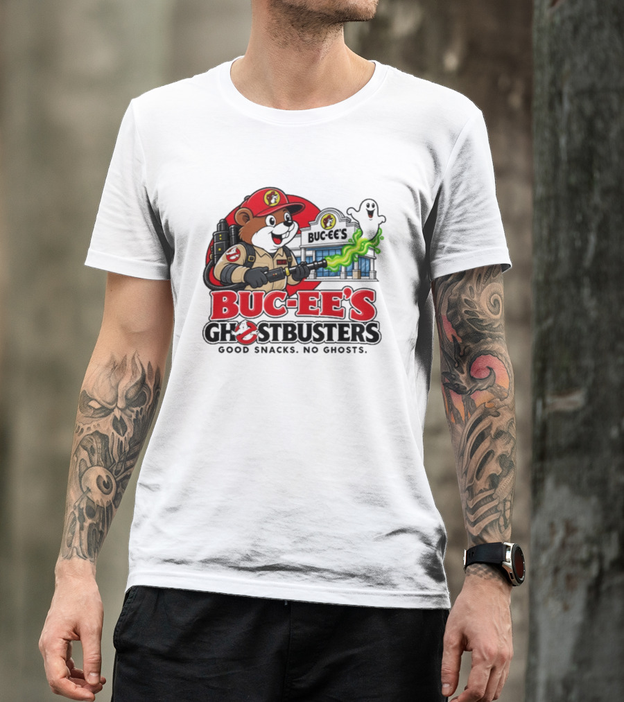 Buc Ee's Ghostbusters Good Snacks No Ghosts Ghostbuster T-Shirt