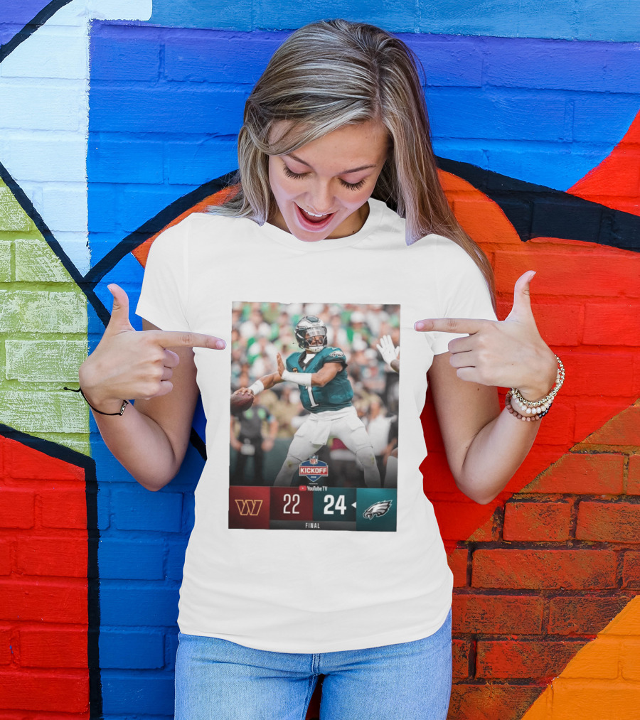 Jalen Hurts NFL Kickoff Philadelphia Eagles Victory 24 22 Final T-Shirt
