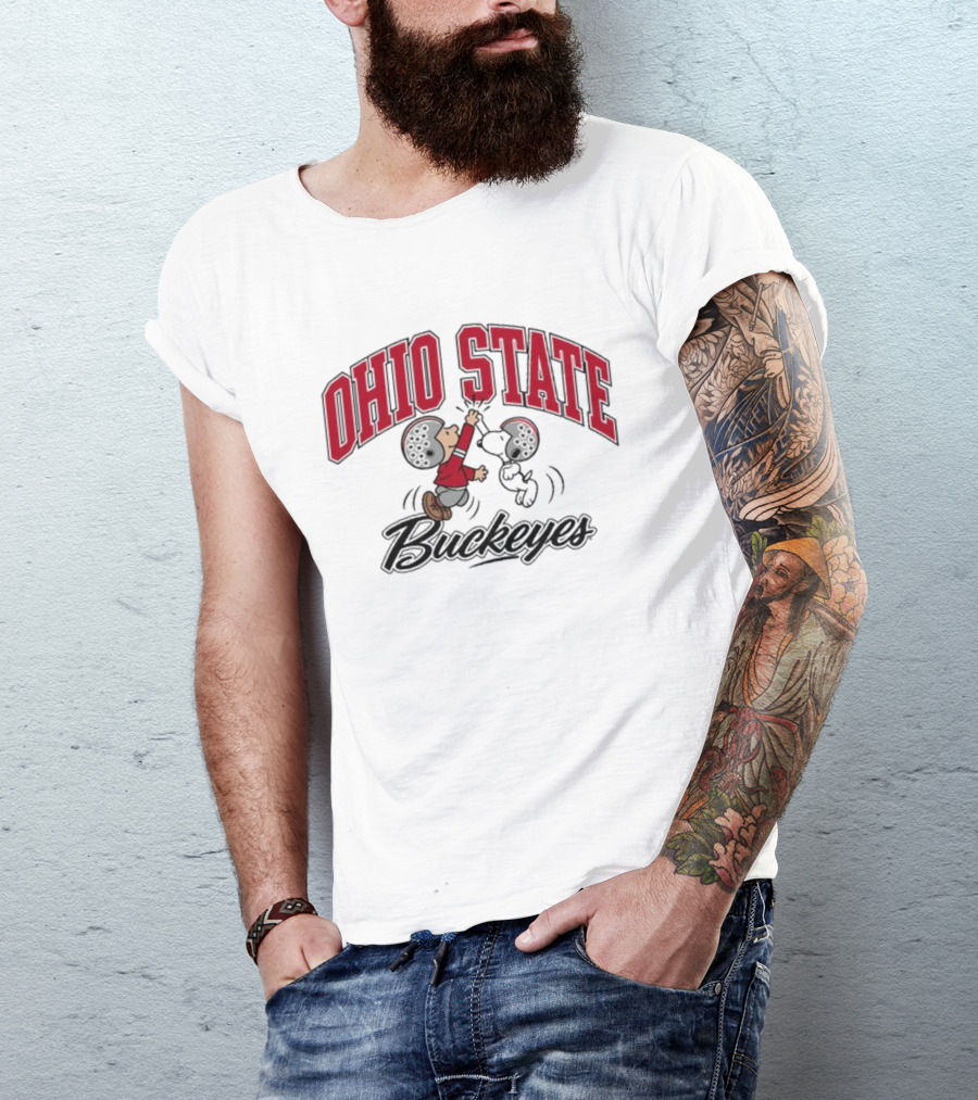 Ohio State Buckeyes Peanuts Characters Football Collaboration T-Shirt