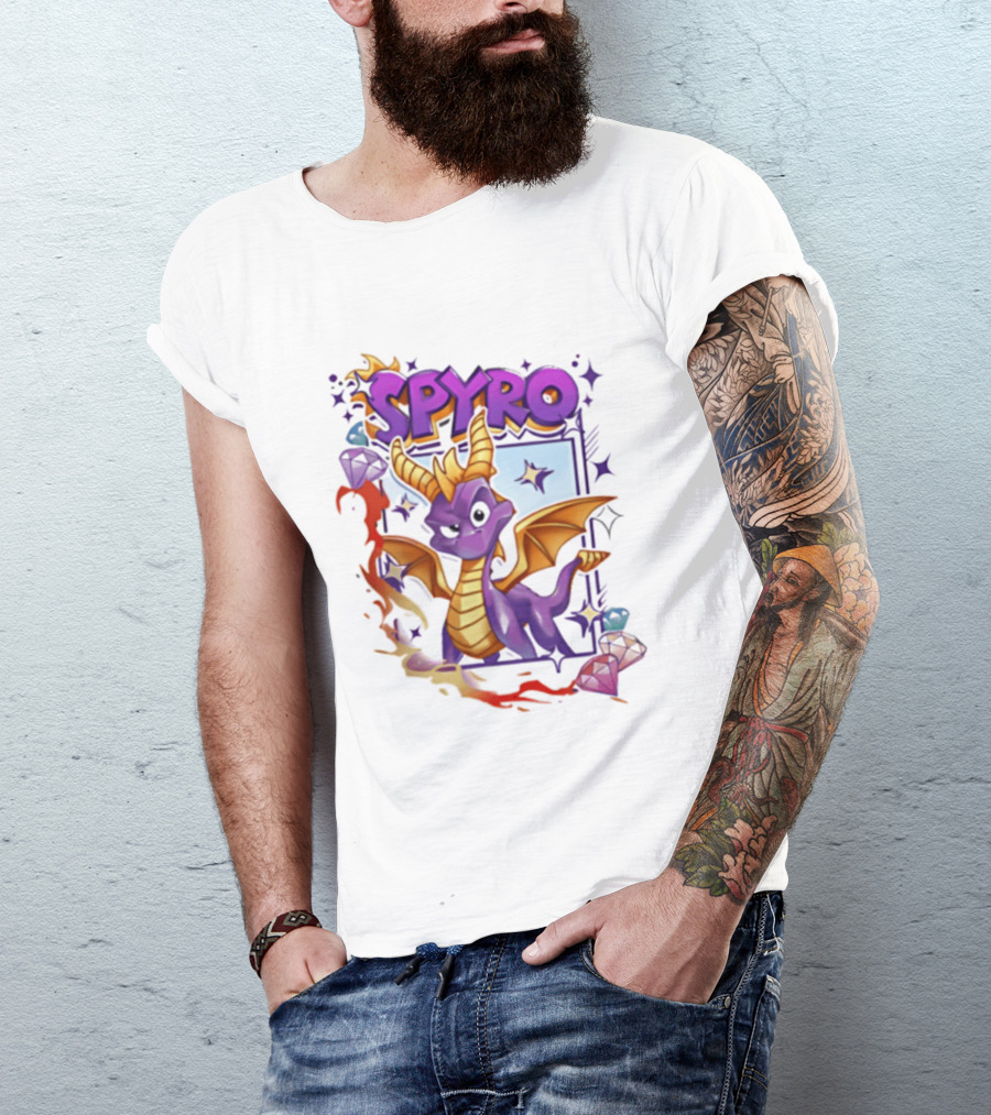 Spyro Purple Dragon Cartoon Polaroid Adventure T-Shirt
