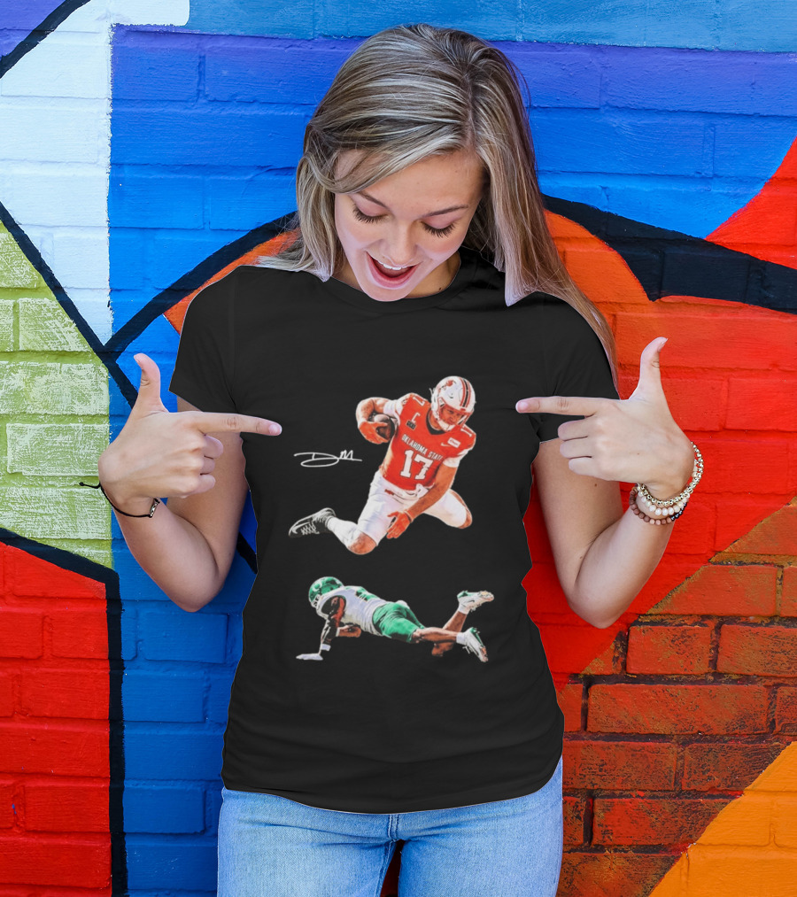 Oklahoma State Football Player Leap Over Oregon Opponent T-Shirt