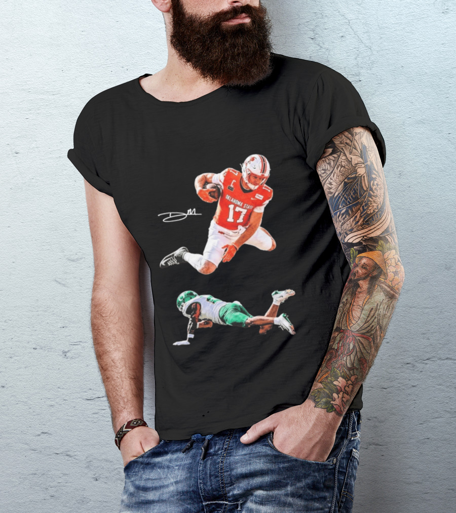 Oklahoma State Football Player Leap Over Oregon Opponent T-Shirt