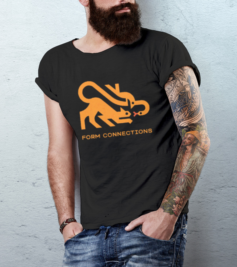 Form Connections Minimalist Cat And Snake T-Shirt