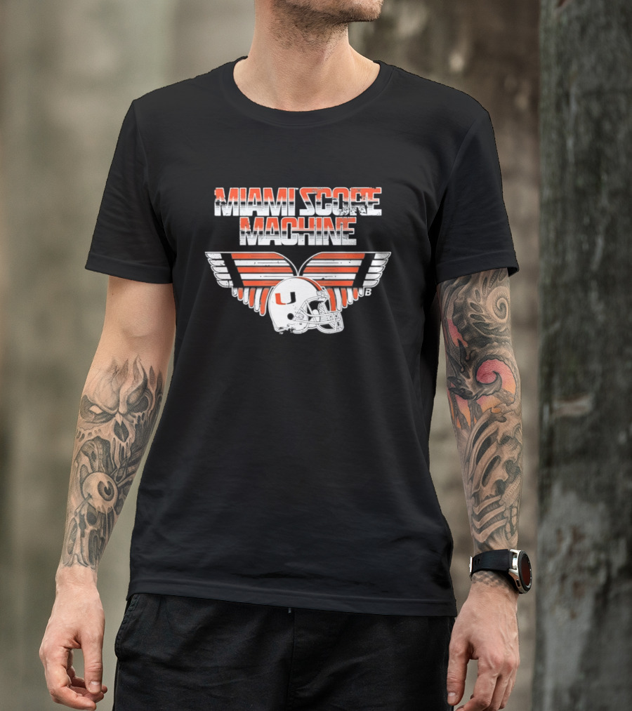 Miami Hurricanes NCAA Football Miami Score Machine Helmet T-Shirt