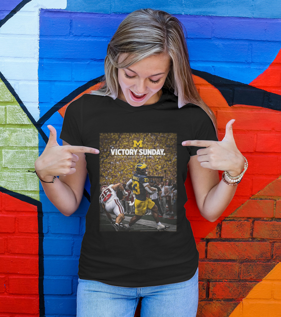M Victory Sunday Michigan Defeats Oklahoma 10 10 College Football T-Shirt