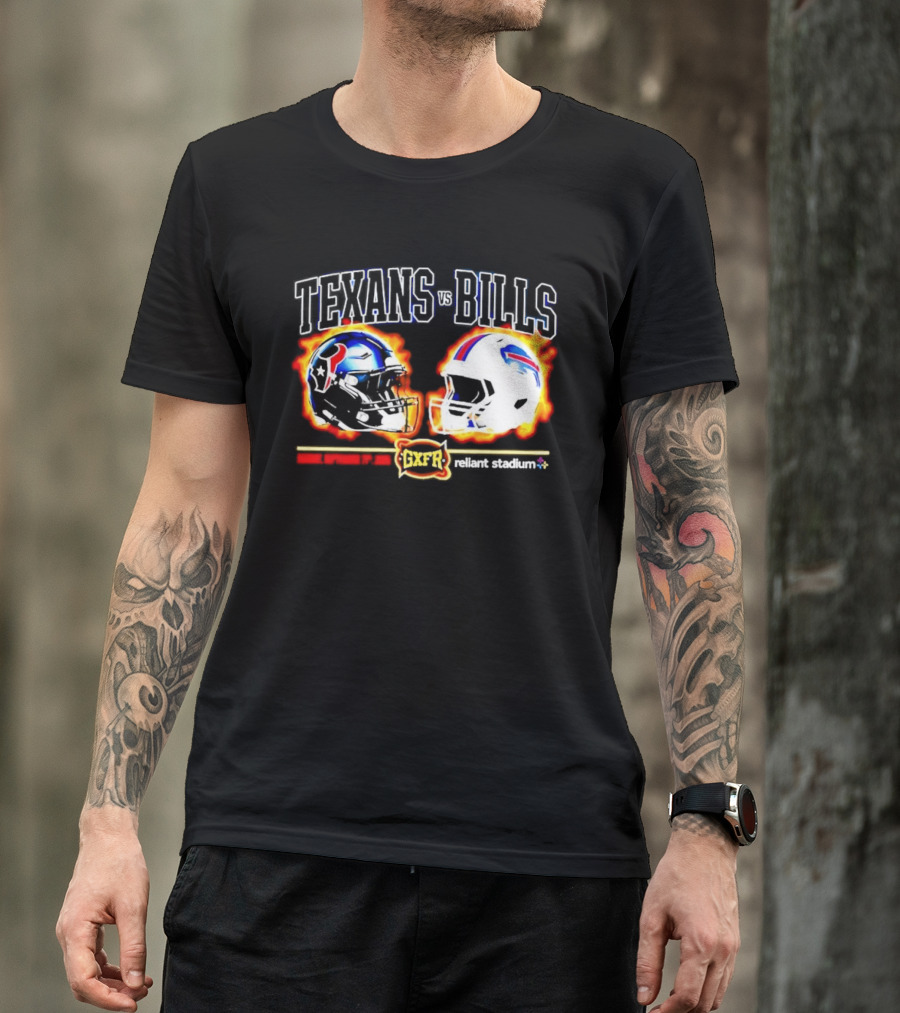 Texans Bills Helmet Showdown Vintage Style Game Day Football T-Shirt