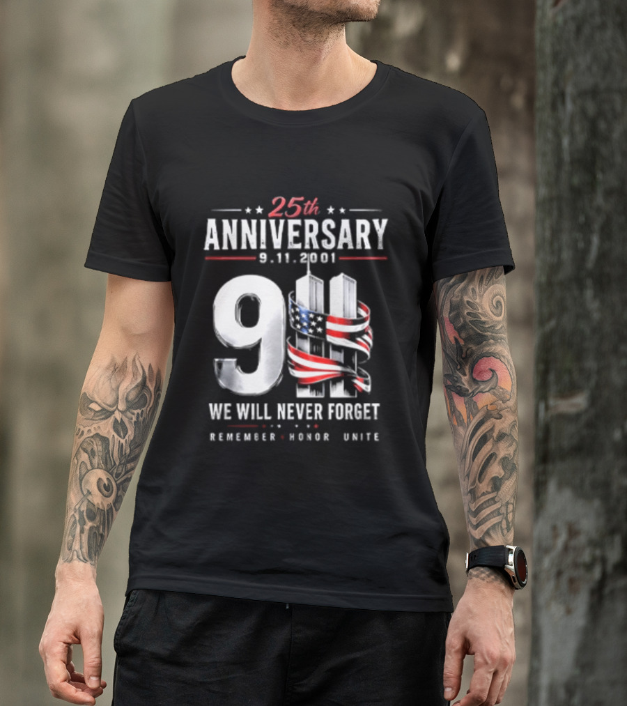 NYPD New York Yankees 2026 25th Anniversary 9 11 We Will Never Forget Remember Honor Unite T-Shirt
