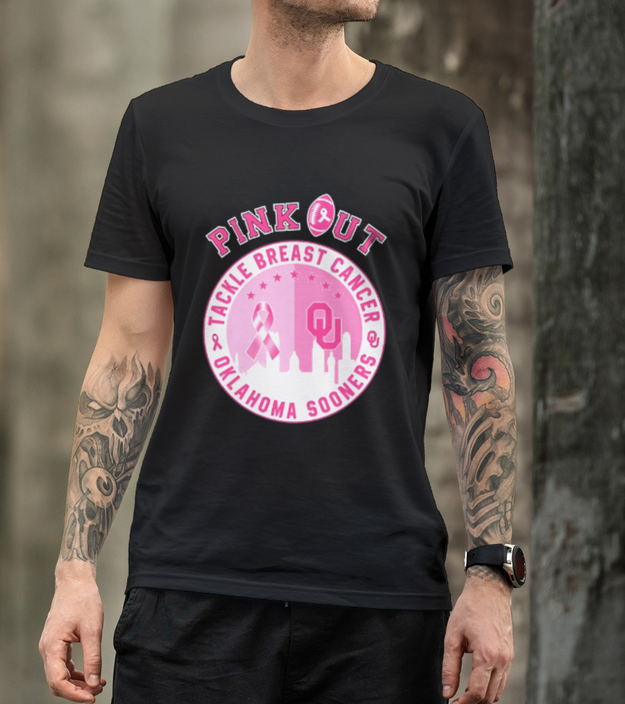 Oklahoma Sooners Pink Out Tackle Breast Cancer Football NCAA T-Shirt