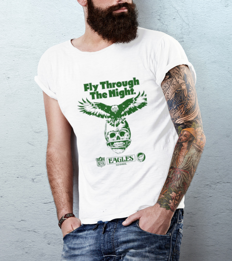 Philadelphia Eagles Fly Through The Night Grateful Dead Football Collaboration T-Shirt