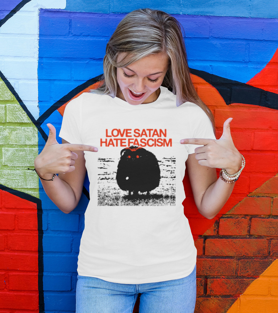 Love Satan Hate Fascism Cat Anti Fascist T-Shirt