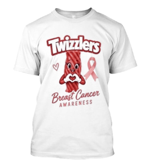 Twizzlers Red Candy Heart Pink Ribbon Breast Cancer Awareness T-Shirt