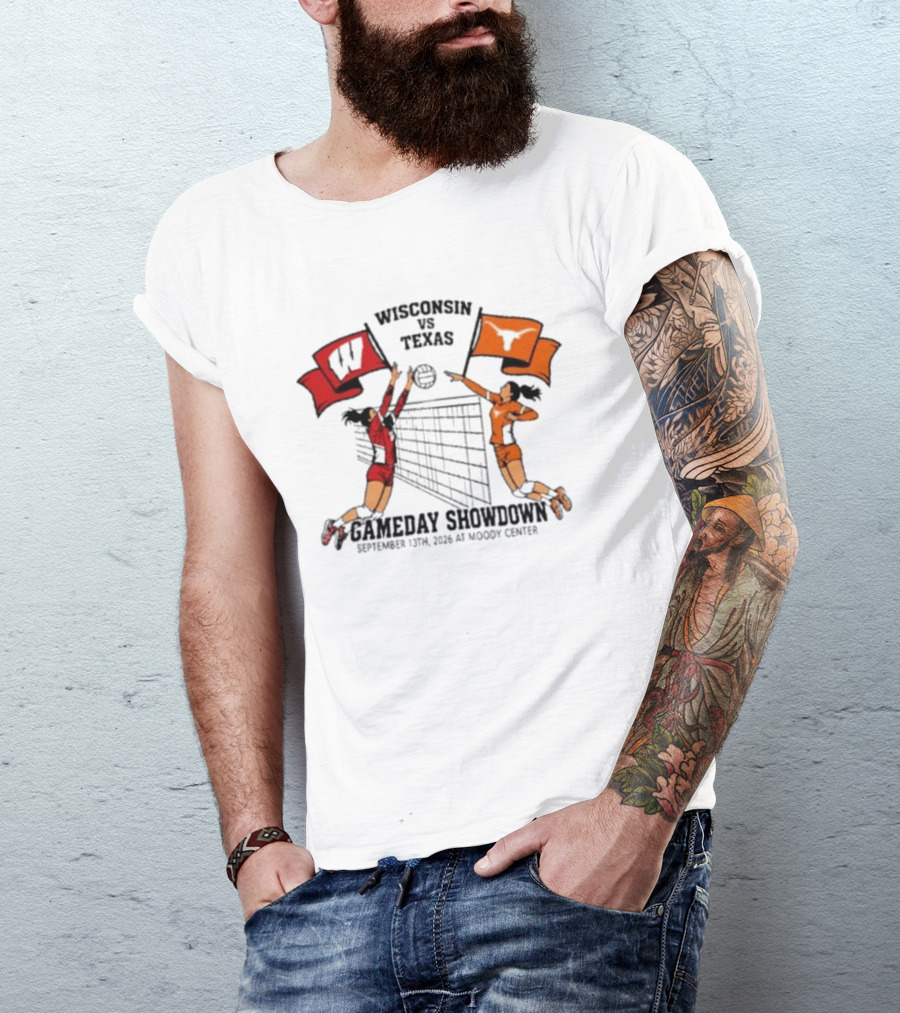 Wisconsin Vs Texas Volleyball Gameday Showdown September 13 2026 Moody Center T-Shirt