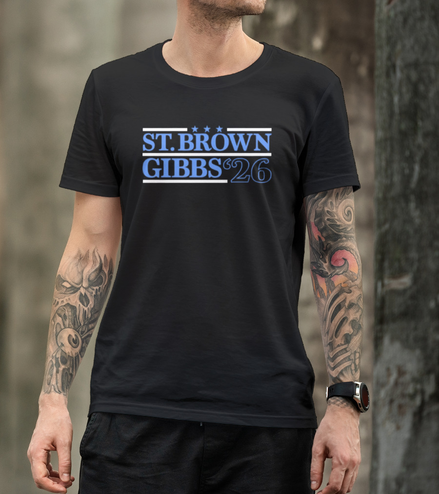 St. Brown Gibbs '26 Detroit Lions Football Campaign T-Shirt