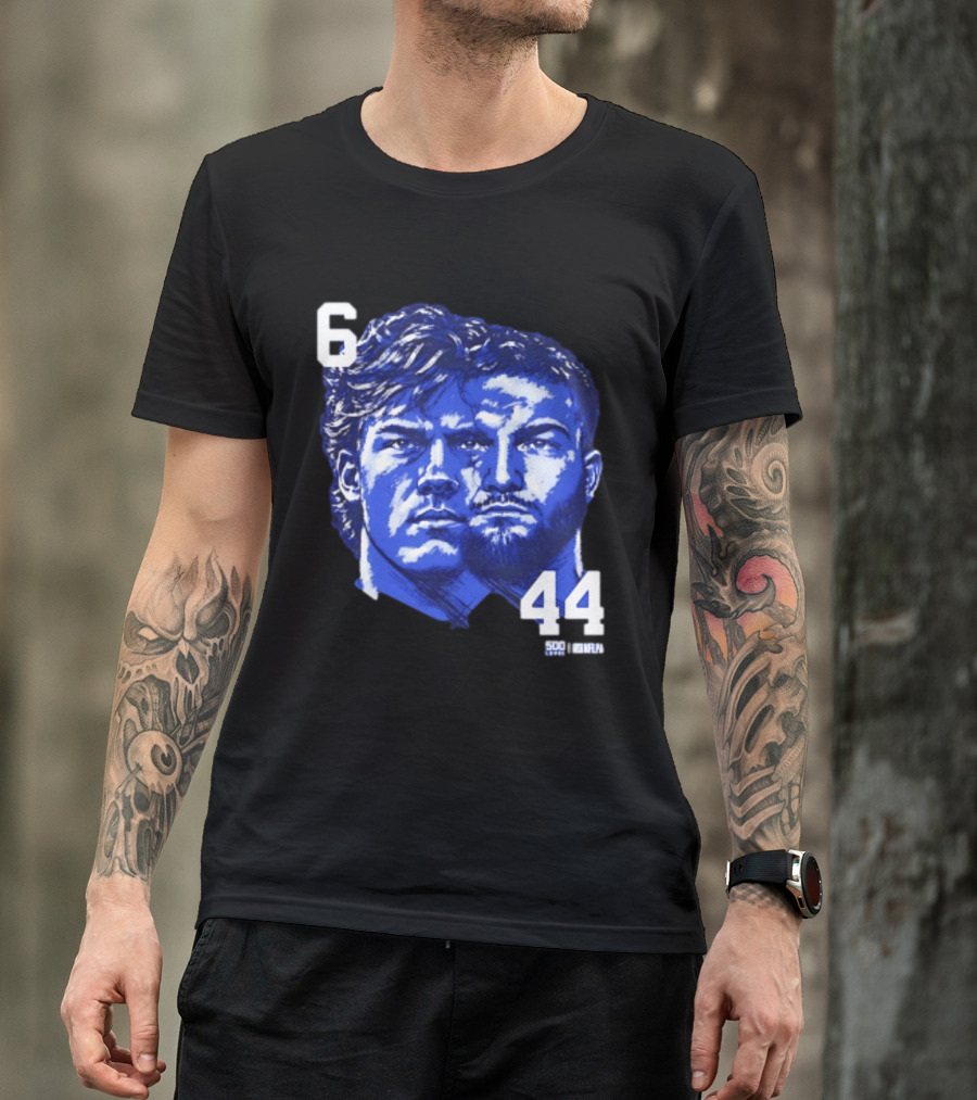Jaxson Dart Cam Skattebo 6 44 New York Giants Face Morph Sports Fan T-Shirt