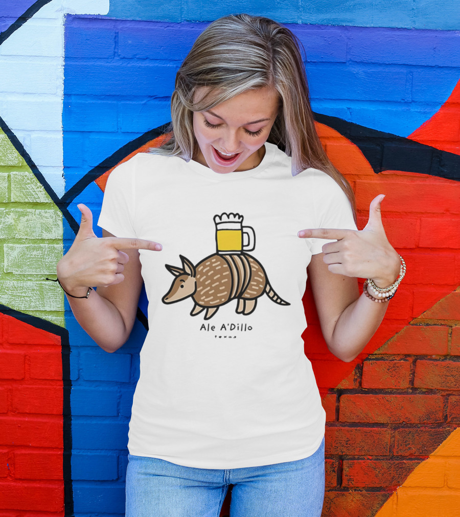 Ale A'Dillo Texas Armadillo With Beer T-Shirt