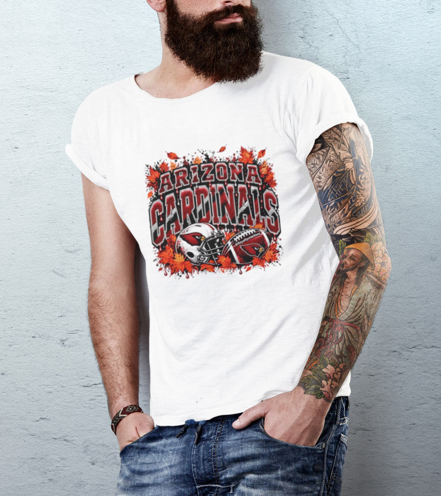 Arizona Cardinals Football Helmet Autumn Leaves 2026 T-Shirt