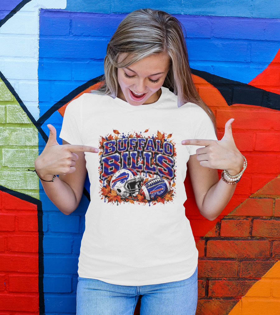 Buffalo Bills Helmet Fall Leaves Football Spirit T-Shirt